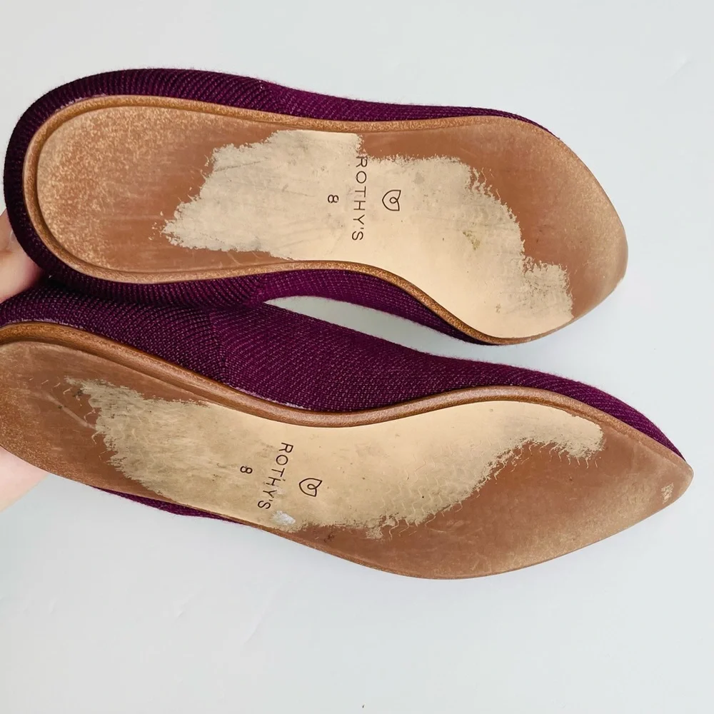 Rothy’s SIZE 8 The Point washable flats in maroon